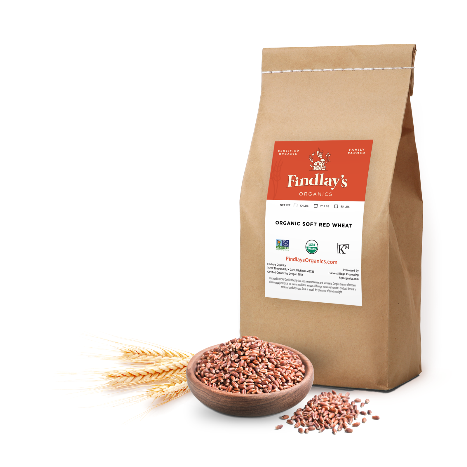 Organic Natural Hard Red Wheat - 36 lb - 5 gal bucket